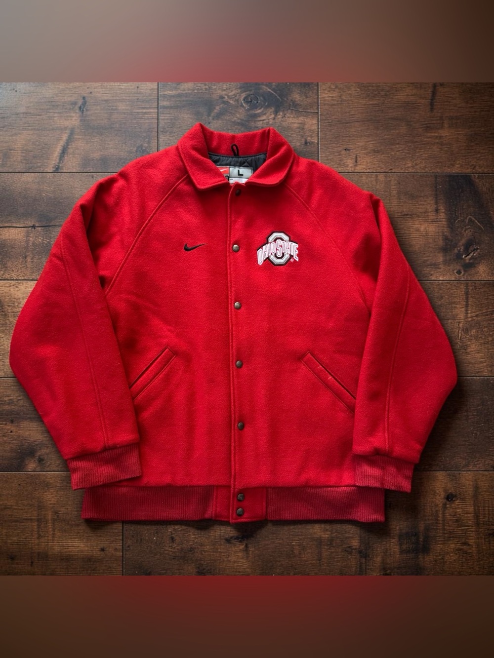 Vintage Nike Ohio State Buckeyes Varsity Jacket Men L Wool Made in Canada